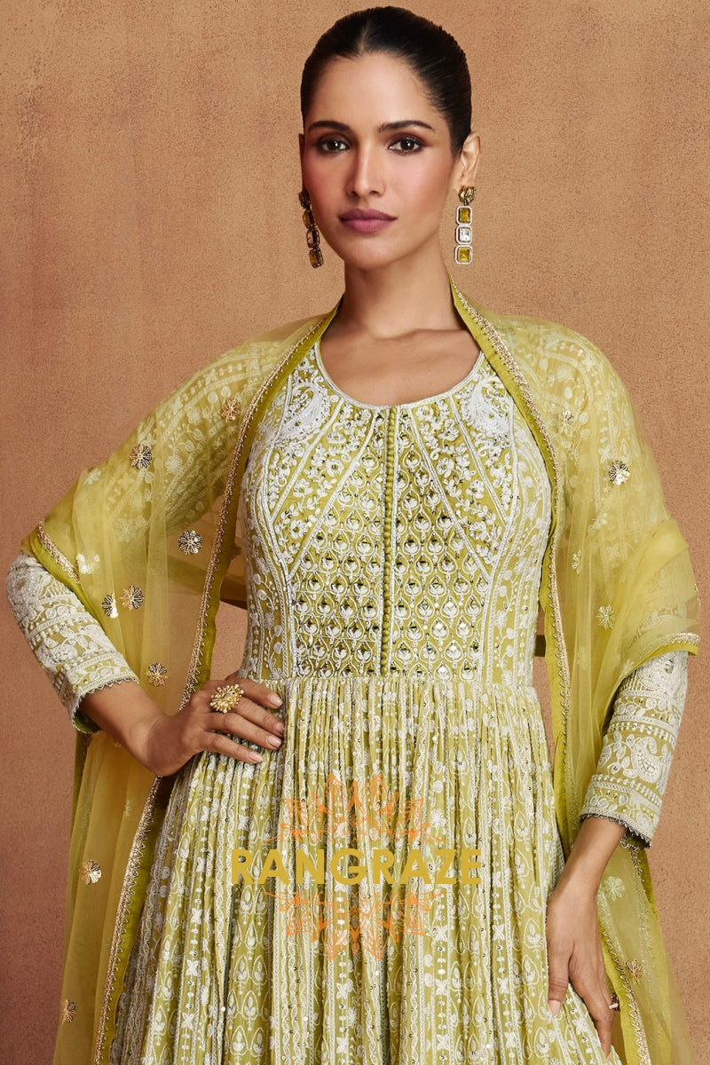 RangRaze Noor-E-Bahar Georgette Mirror Work Embroidered Anarkali Suit Set