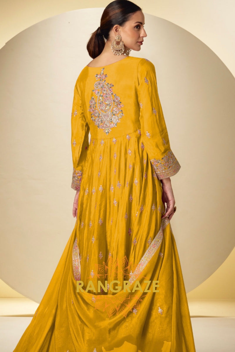 RangRaze Noor-E-Haldi Premium Chinon Embroidered Anarkali Suit Set