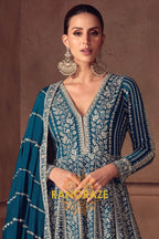 RangRaze Mehr-E-Samundar Premium Chinon Heavily Embroidered Anarkali Suit Set