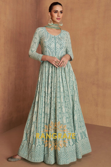 RangRaze Aab-E-Zeest Premium Chinon Embroidered Anarkali Suit Set