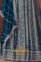 RangRaze Mehr-E-Samundar Premium Chinon Heavily Embroidered Anarkali Suit Set