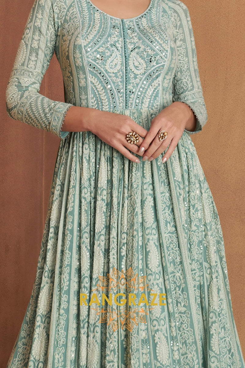 RangRaze Aab-E-Zeest Premium Chinon Embroidered Anarkali Suit Set