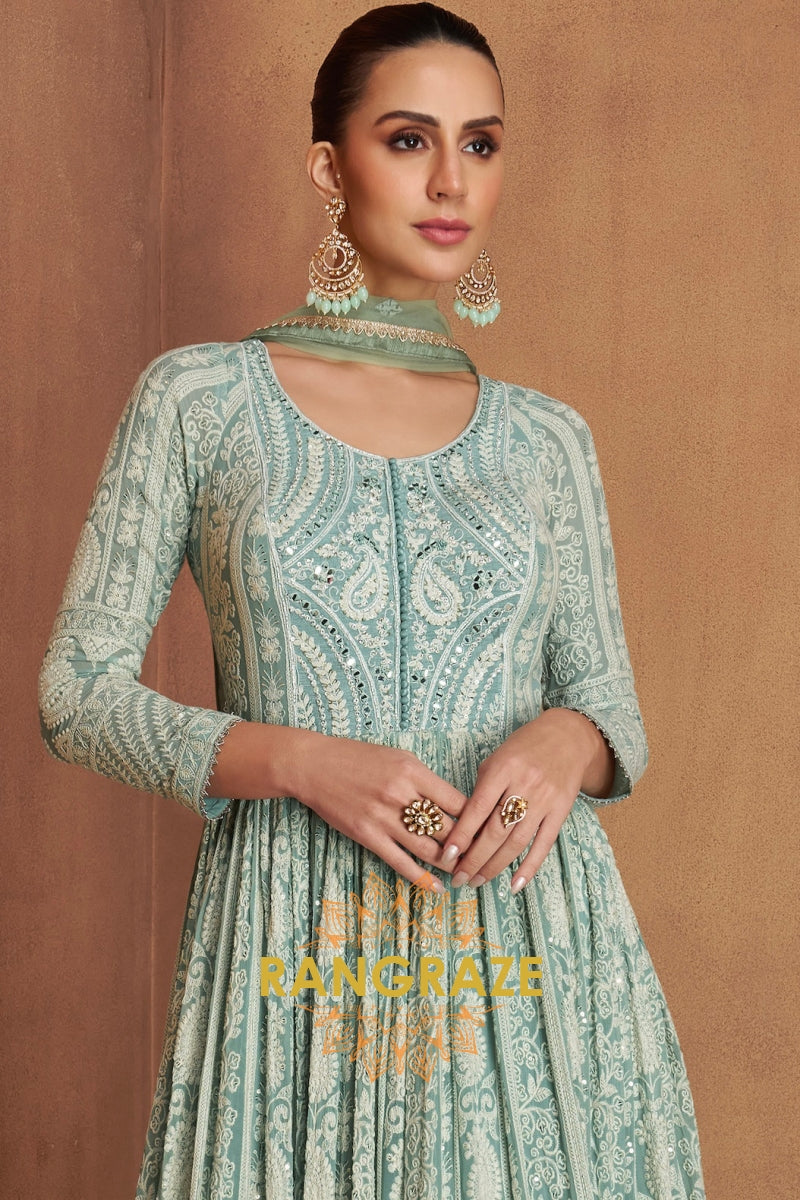 RangRaze Aab-E-Zeest Premium Chinon Embroidered Anarkali Suit Set