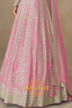 Blush Pink Embroidered Silk Anarkali Suit with Dupatta