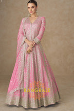 Blush Pink Embroidered Silk Anarkali Suit with Dupatta