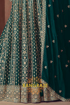 Emerald Green Silk Embroidered Anarkali Suit Set