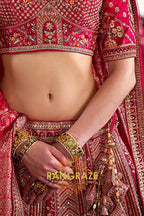 Magenta Majesty Double-Dupatta Bridal Silk Lehenga – A Fairytale of Grande