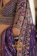 Majestic Royal Purple Double-Dupatta Bridal Silk Lehenga – A Legacy of Grandeur
