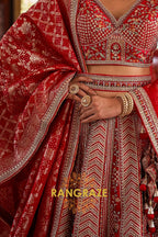 Scarlet Dynasty Double-Dupatta Bridal Silk Lehenga – The Timeless Bride
