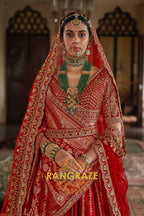 Classic Bridal Red Double-Dupatta Silk Lehenga – A Legacy of Grandeur