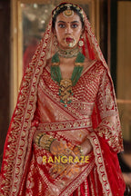 Classic Bridal Red Double-Dupatta Silk Lehenga – A Legacy of Grandeur