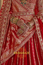 Classic Bridal Red Double-Dupatta Silk Lehenga – A Legacy of Grandeur