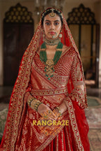 Classic Bridal Red Double-Dupatta Silk Lehenga – A Legacy of Grandeur