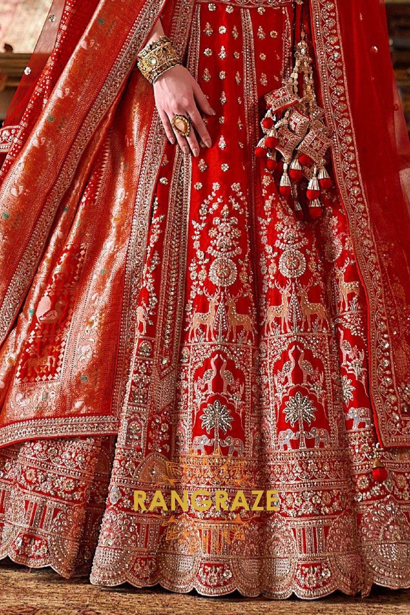 Vermilion Majesty Bridal Silk Lehenga