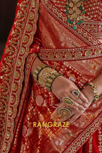 Classic Bridal Red Double-Dupatta Silk Lehenga – A Legacy of Grandeur
