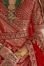 Classic Bridal Red Double-Dupatta Silk Lehenga – A Legacy of Grandeur
