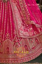 Royal Fuchsia Pink Double-Dupatta Bridal Silk Lehenga – A Legacy of Grandeur