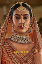 Burnt Orange Rust Double-Dupatta Bridal Silk Lehenga – A Legacy of Grandeur
