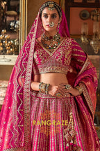 The Royal Fuchsia Heritage Bridal Silk Lehenga