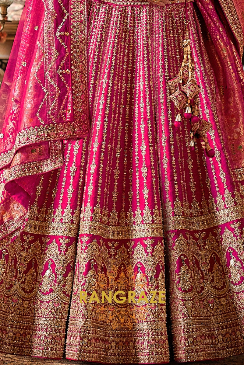The Royal Fuchsia Heritage Bridal Silk Lehenga