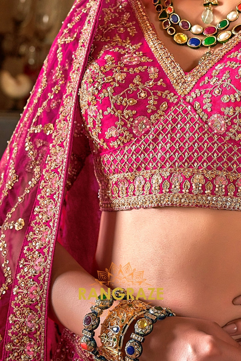 The Royal Fuchsia Heritage Bridal Silk Lehenga