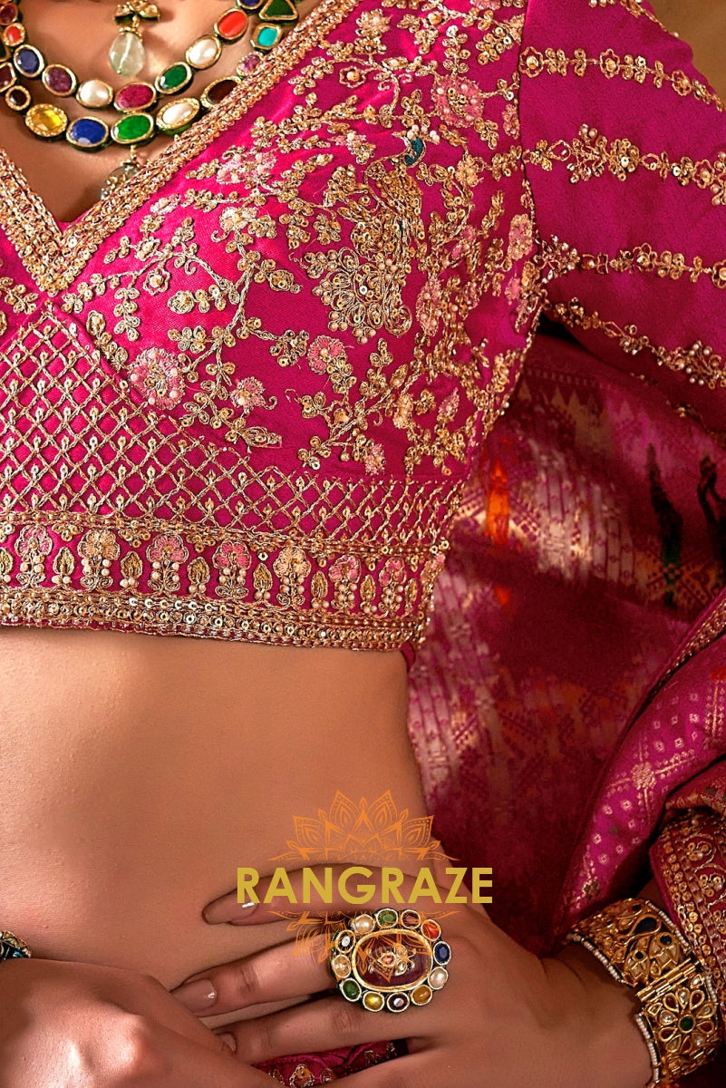 The Royal Fuchsia Heritage Bridal Silk Lehenga