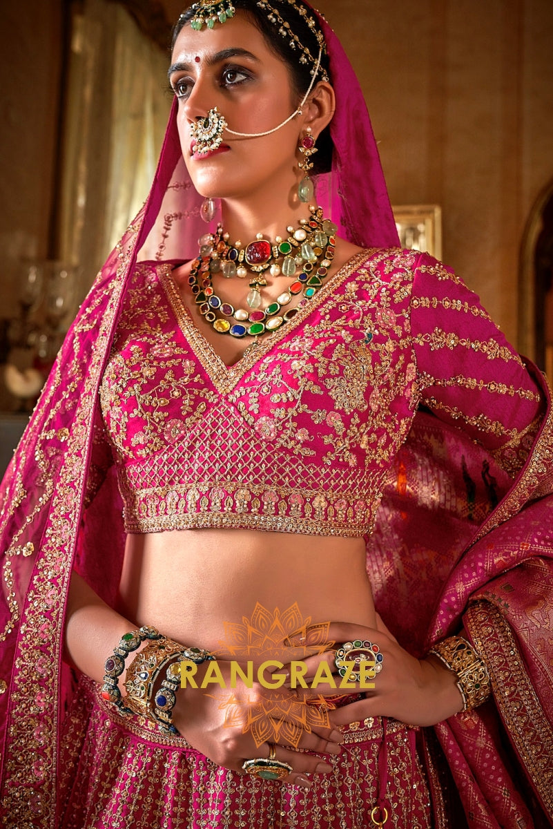 The Royal Fuchsia Heritage Bridal Silk Lehenga