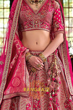 Magenta Majesty Double-Dupatta Bridal Silk Lehenga – A Fairytale of Grande