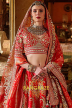 Vermilion Royale Bridal Silk Lehenga