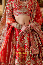 Vermilion Royale Bridal Silk Lehenga