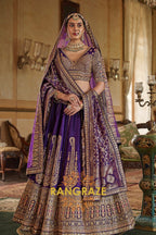 Imperial Purple Double-Dupatta Bridal Silk Lehenga – A Royal Tapestry of Elegance