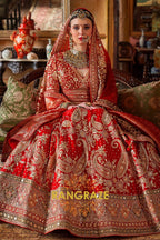 Vermilion Royale Bridal Silk Lehenga