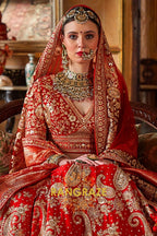 Vermilion Royale Bridal Silk Lehenga