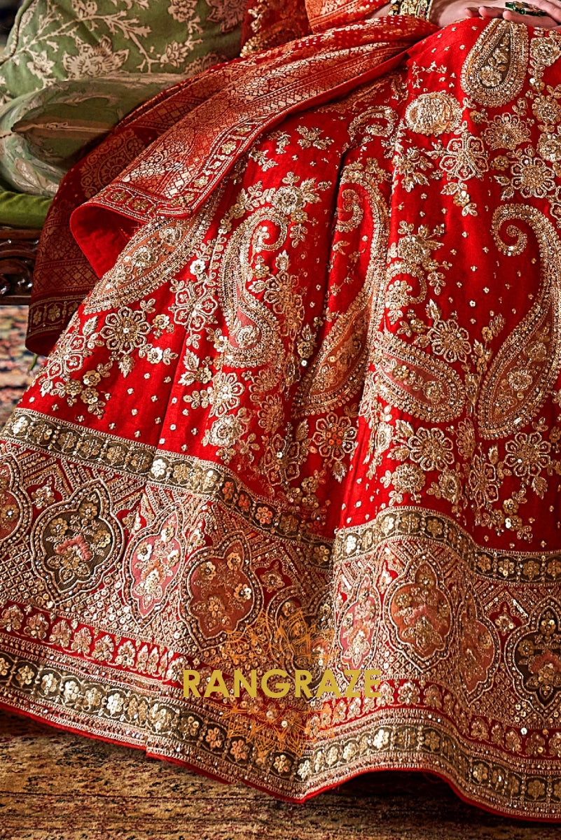 Vermilion Royale Bridal Silk Lehenga