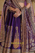 Imperial Purple Double-Dupatta Bridal Silk Lehenga – A Royal Tapestry of Elegance