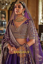 Imperial Purple Double-Dupatta Bridal Silk Lehenga – A Royal Tapestry of Elegance