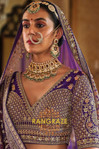 Imperial Purple Double-Dupatta Bridal Silk Lehenga – A Royal Tapestry of Elegance