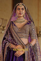 Imperial Purple Double-Dupatta Bridal Silk Lehenga – A Royal Tapestry of Elegance
