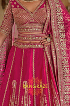 Fuchsia Radiance Double-Dupatta Bridal Silk Lehenga – A Celebration of Heritage & Modern Grace