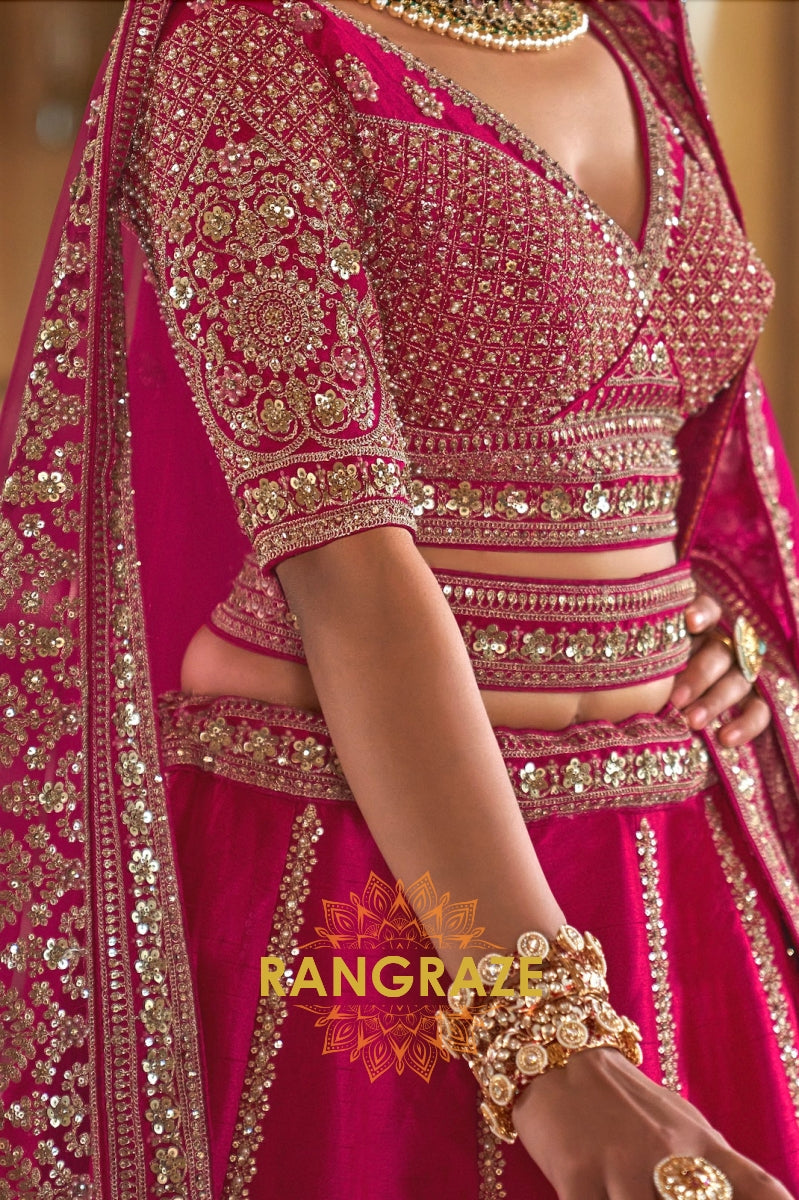 Fuchsia Radiance Double-Dupatta Bridal Silk Lehenga – A Celebration of Heritage & Modern Grace
