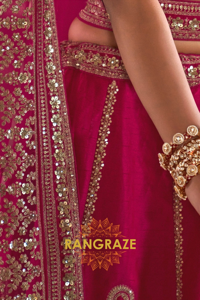 Fuchsia Radiance Double-Dupatta Bridal Silk Lehenga – A Celebration of Heritage & Modern Grace