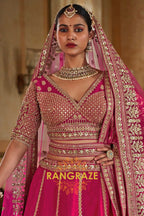 Fuchsia Radiance Double-Dupatta Bridal Silk Lehenga – A Celebration of Heritage & Modern Grace