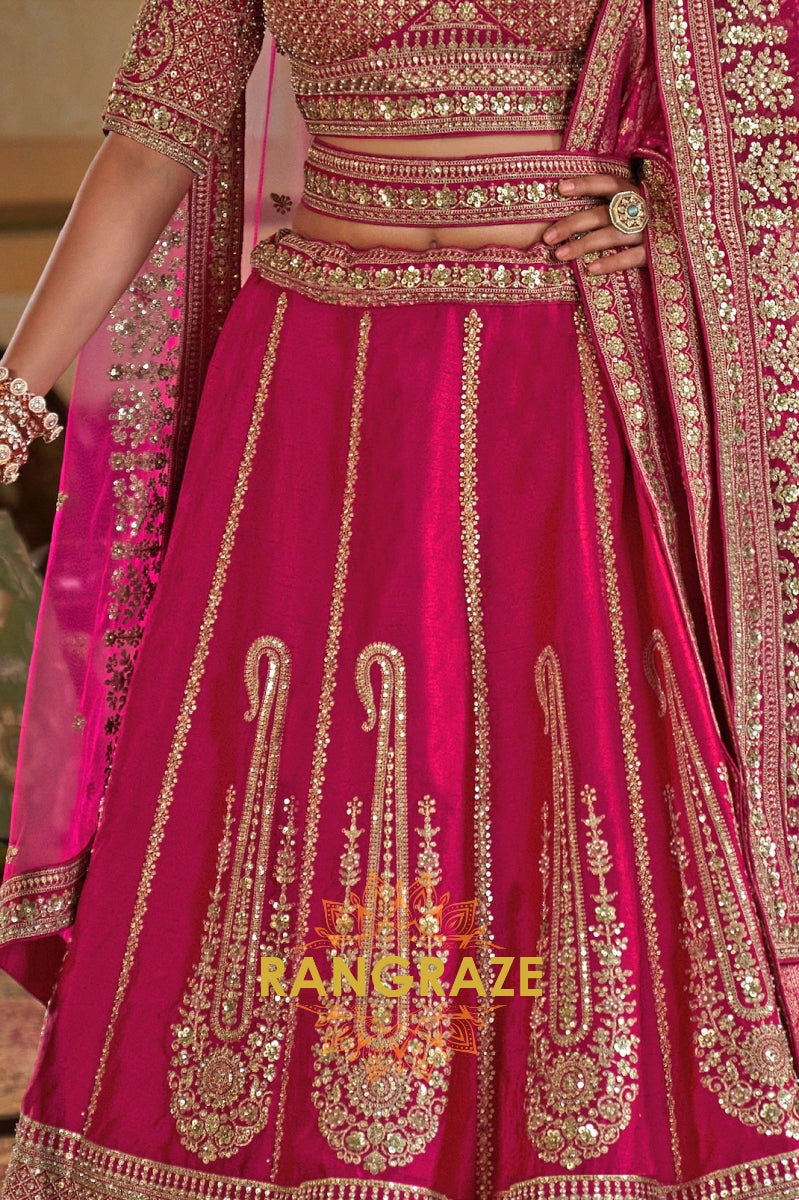 Fuchsia Radiance Double-Dupatta Bridal Silk Lehenga – A Celebration of Heritage & Modern Grace