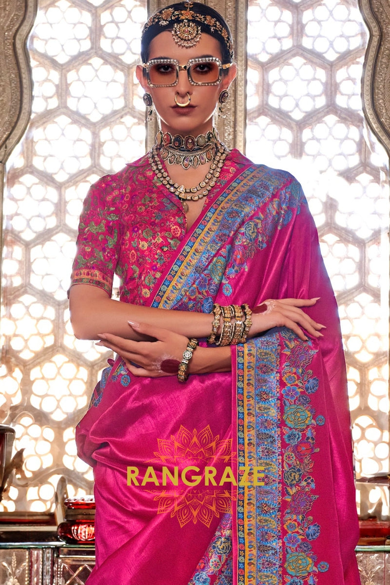 Fuchsia Regal Reverie Silk Saree