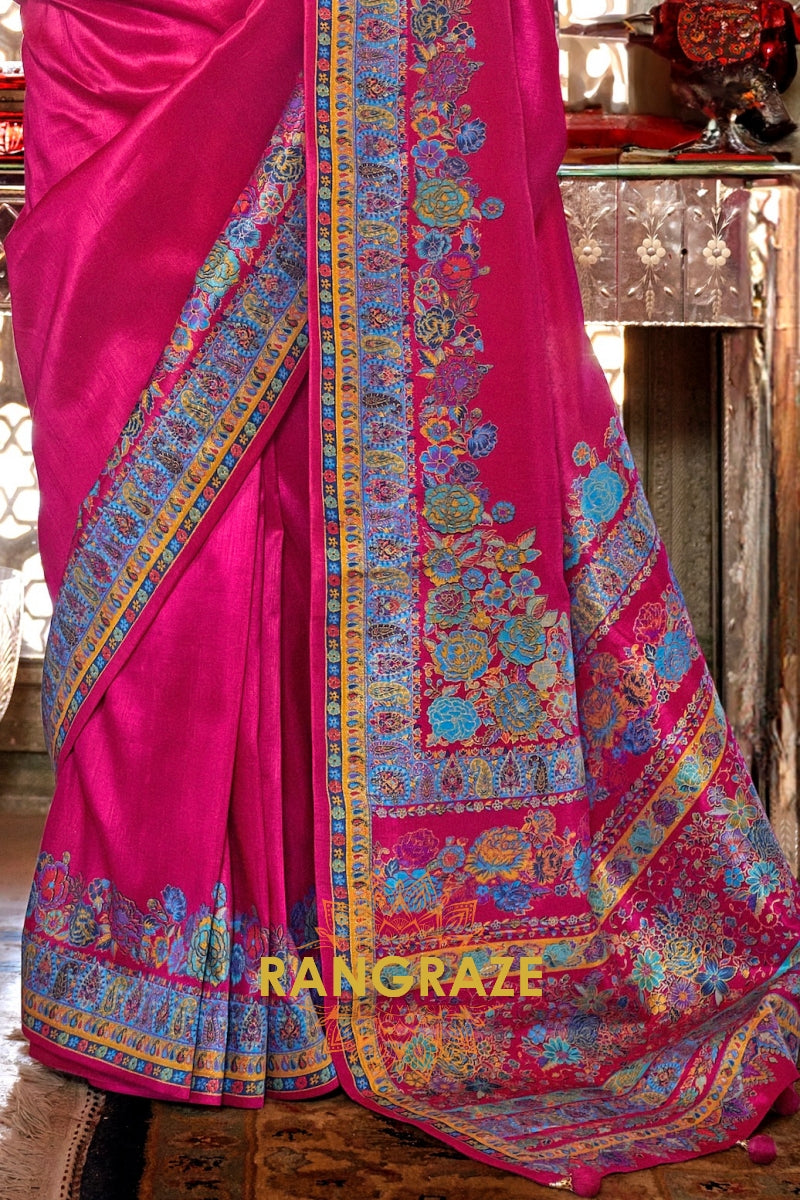 Fuchsia Regal Reverie Silk Saree