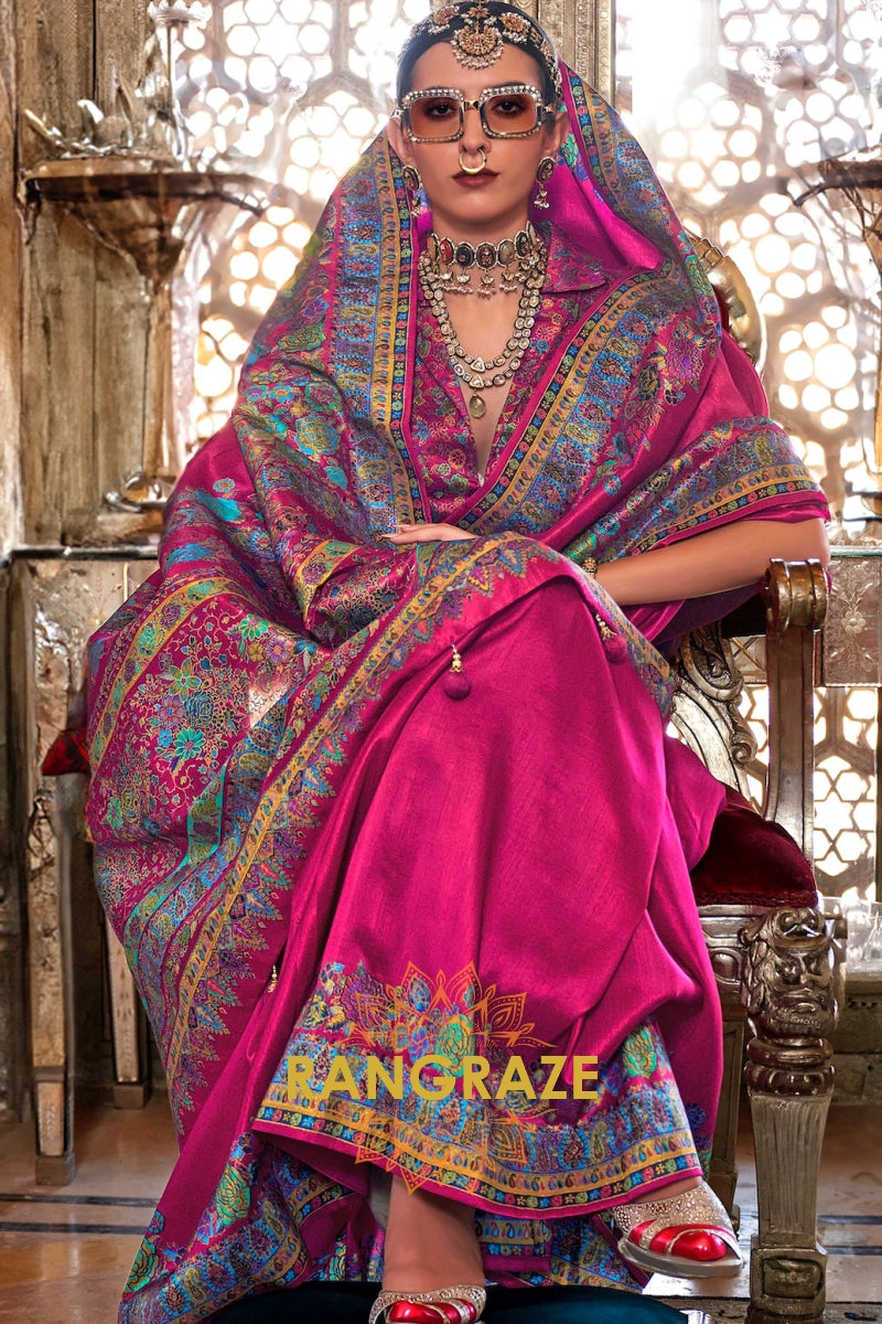 Fuchsia Regal Reverie Silk Saree