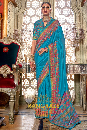 Oceanic Radiance Elegance Silk Saree