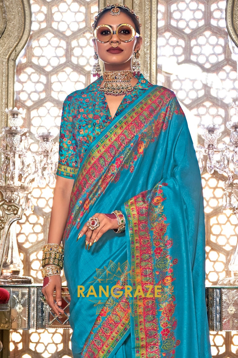 Oceanic Radiance Elegance Silk Saree