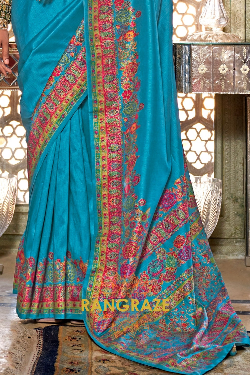 Oceanic Radiance Elegance Silk Saree