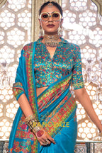 Oceanic Radiance Elegance Silk Saree